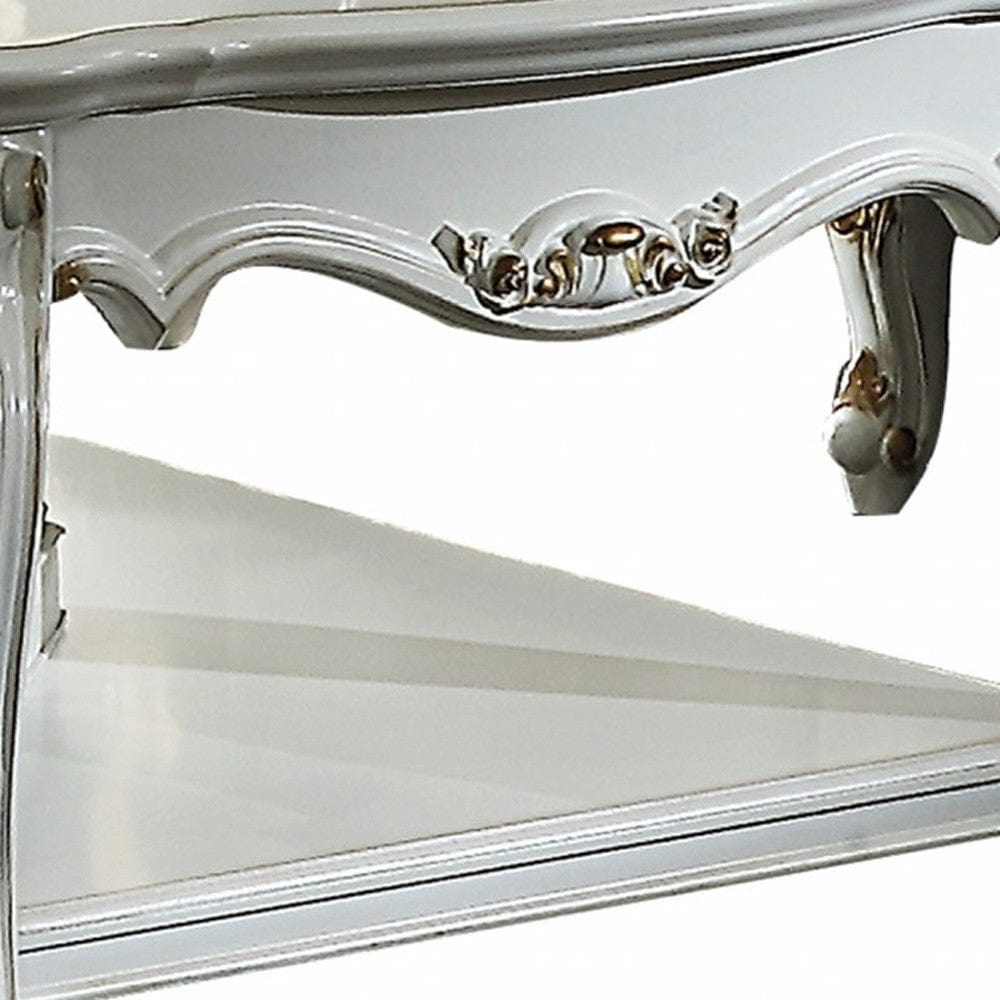 36" X 55" X 20" Antique Pearl Wood Poly-Resin Coffee Table - Homeroots - Flyclothing LLC