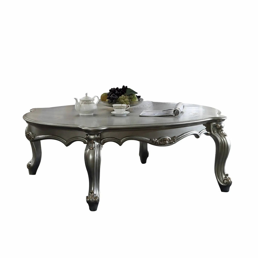 47" Antique Platinum Wood Poly Resin Coffee Table - Homeroots - Flyclothing LLC