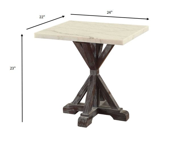 24" Espresso And White Faux Marble Square End Table - Homeroots - Flyclothing LLC