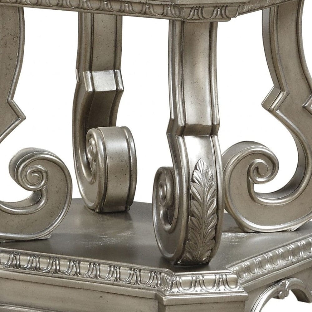 26" Silver And Clear Glass And Wood End Table With Shelf - Homeroots - Flyclothing LLC