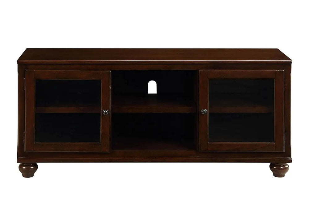 19" X 58" X 26" Walnut Wood Glass (TV Stand) TV Stand - Homeroots