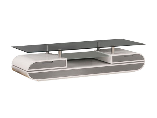 63" Gray and White Cabinet Enclosed Storage TV Stand - Homeroots