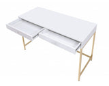 47" White and Gold Computer Desk With Two Drawers - Homeroots - Flyclothing LLC