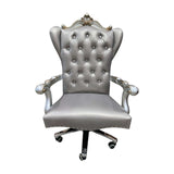 Gray Faux Leather Tufted Seat Swivel Adjustable Executive Chair Leather Back - Homeroots - Flyclothing LLC