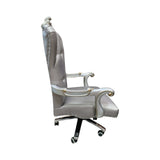 Gray Faux Leather Tufted Seat Swivel Adjustable Executive Chair Leather Back - Homeroots - Flyclothing LLC