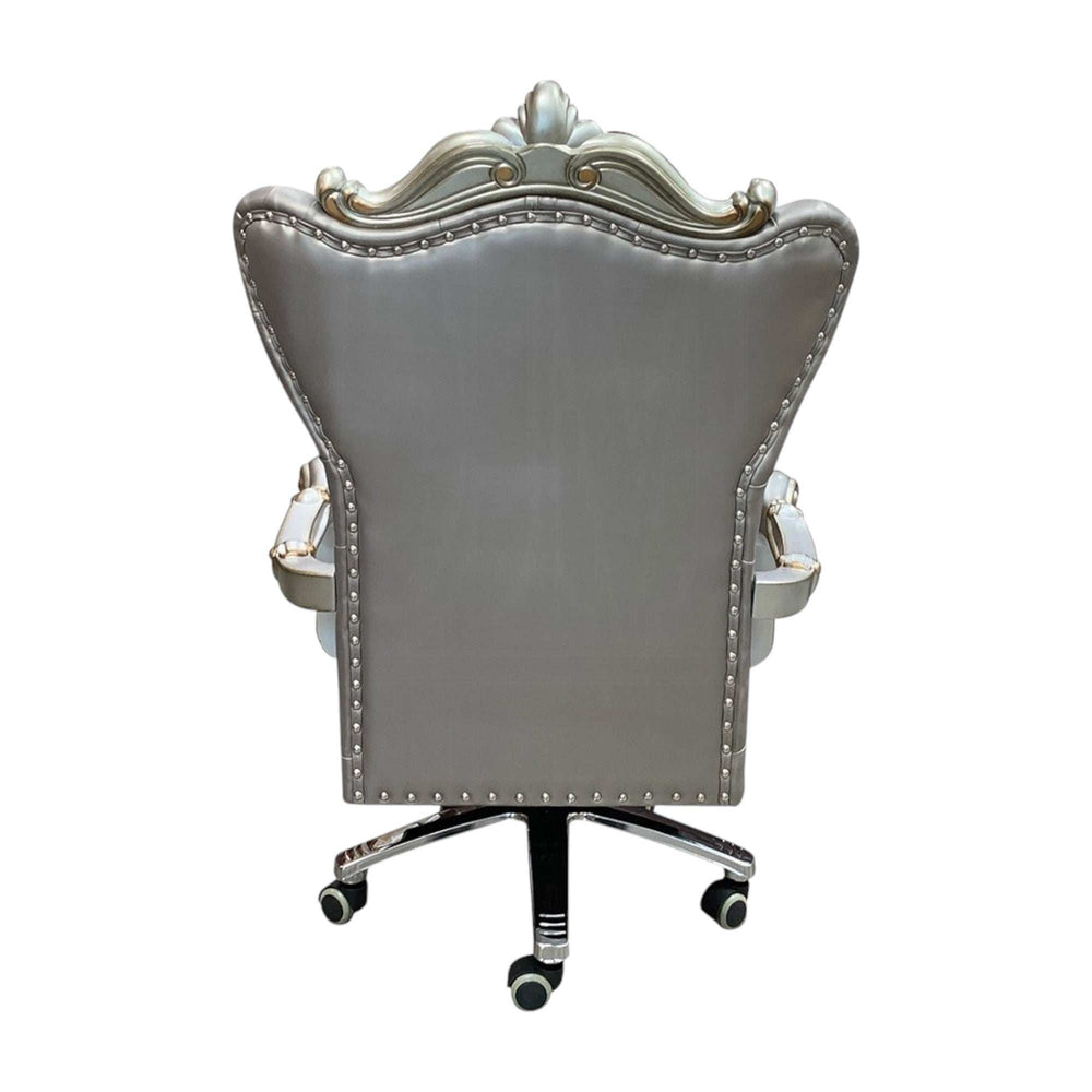 Gray Faux Leather Tufted Seat Swivel Adjustable Executive Chair Leather Back - Homeroots - Flyclothing LLC