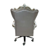 Gray Faux Leather Tufted Seat Swivel Adjustable Executive Chair Leather Back - Homeroots - Flyclothing LLC