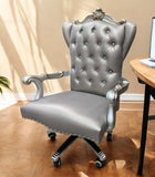 Gray Faux Leather Tufted Seat Swivel Adjustable Executive Chair Leather Back - Homeroots - Flyclothing LLC