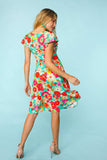 Haptics Floral Square Neck Short Sleeve Dress - Trendsi - Flyclothing LLC