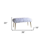 18" White and Gold Upholstered Faux Fur Bench - Homeroots