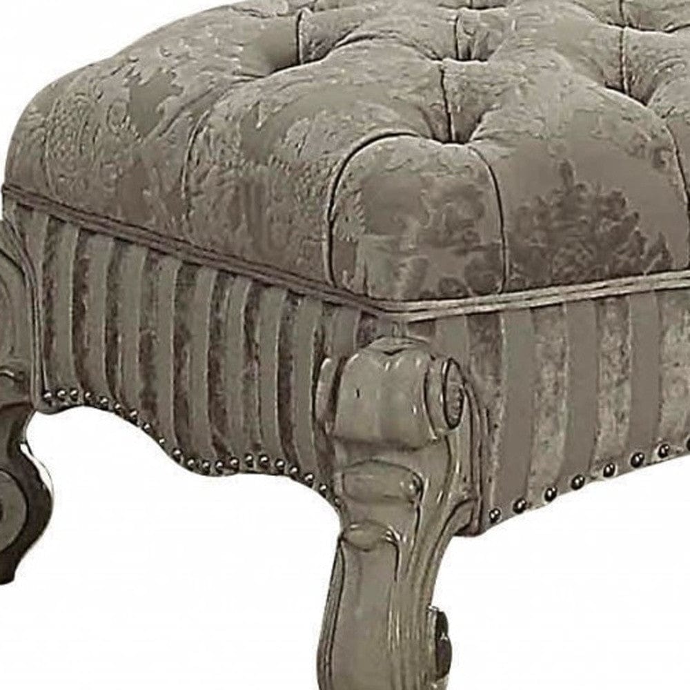 28" X 65" X 20" Ivory Fabric Bone White Upholstery Poly Resin Bench - Homeroots