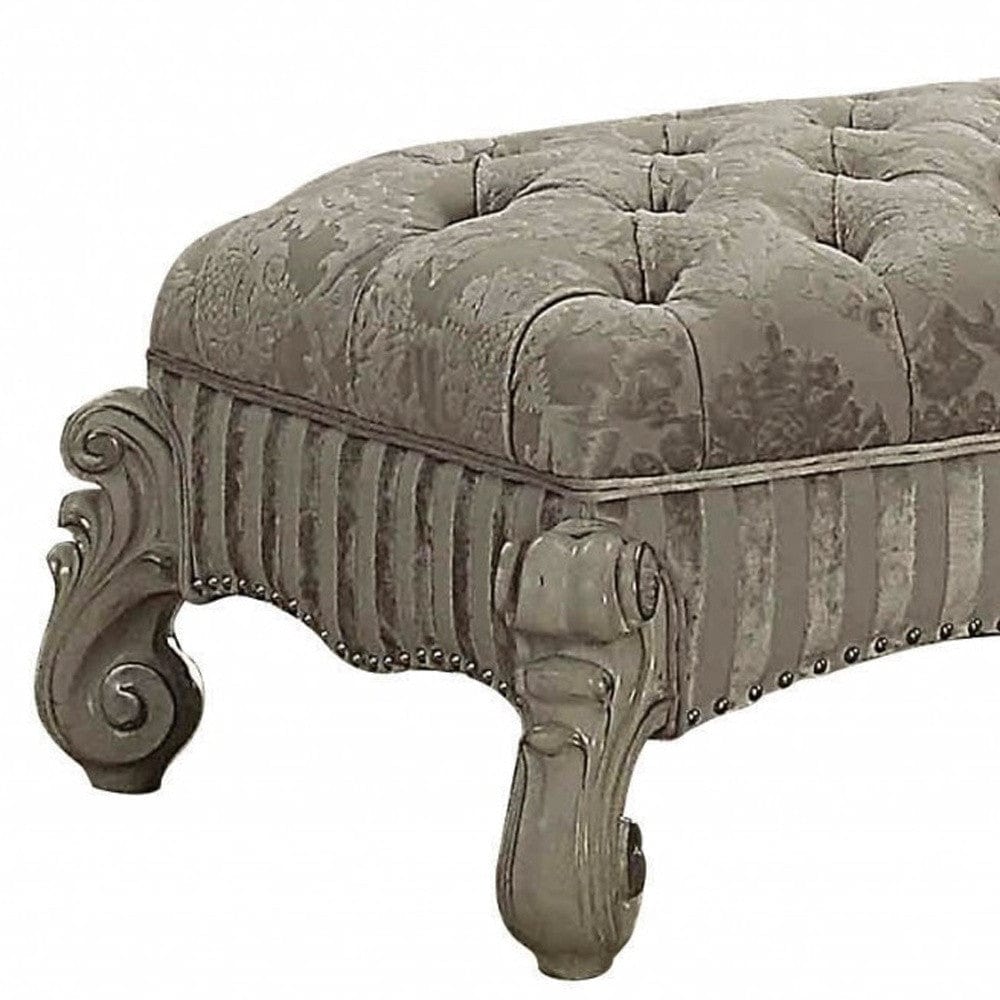 28" X 65" X 20" Ivory Fabric Bone White Upholstery Poly Resin Bench - Homeroots