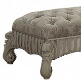 28" X 65" X 20" Ivory Fabric Bone White Upholstery Poly Resin Bench - Homeroots