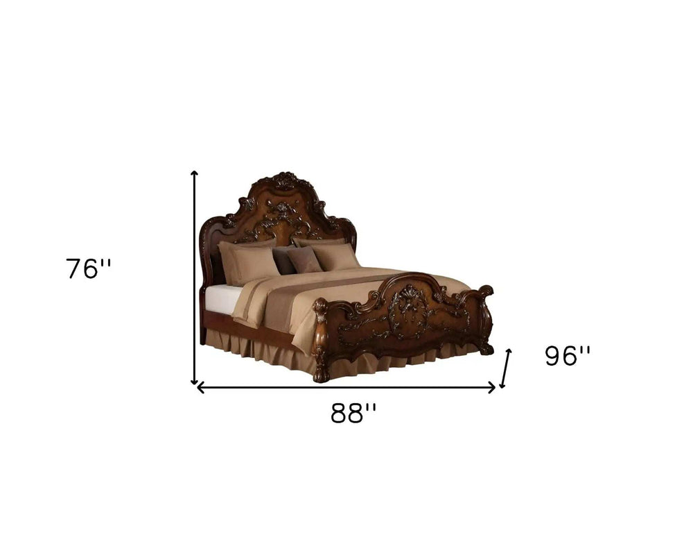 Brown Scrolling Wood California King Bed Frame - Homeroots - Flyclothing LLC