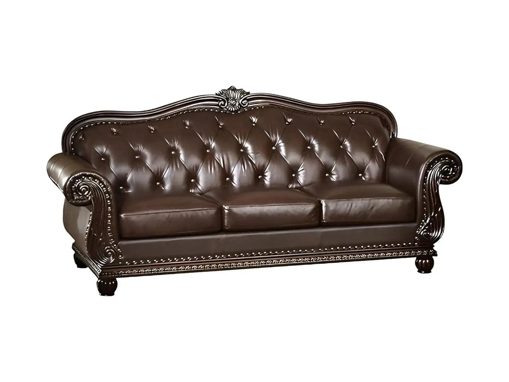 37" Espresso Top Grain Leather Sofa - Homeroots - Flyclothing LLC