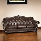 37" Espresso Top Grain Leather Sofa - Homeroots - Flyclothing LLC