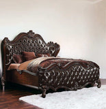 King Tufted Dark Brown Upholstered Faux Leather Bed With Nailhead Trim - Homeroots - Flyclothing LLC