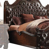 Solid Wood Queen Tufted Dark Brown Upholstered Faux Leather Bed With Nailhead Trim - Homeroots - Flyclothing LLC