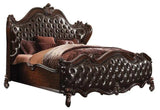 Solid Wood Queen Tufted Dark Brown Upholstered Faux Leather Bed With Nailhead Trim - Homeroots - Flyclothing LLC