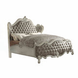 King Tufted Ivory And Gray Upholstered Faux Leather Bed With Nailhead Trim - Homeroots - Flyclothing LLC