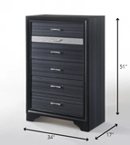 34" Black Solid Wood Six Drawer Chest - Homeroots