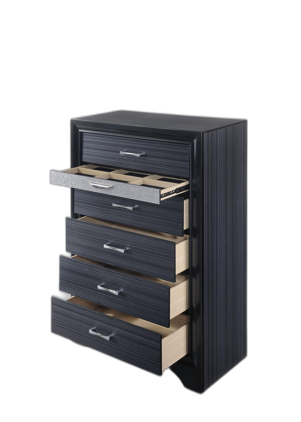 34" Black Solid Wood Six Drawer Chest - Homeroots