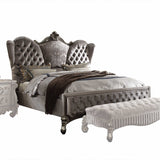 87" X 100" X 75" Velvet Antique Platinum Upholstery Poly Resin California King Bed - Homeroots - Flyclothing LLC