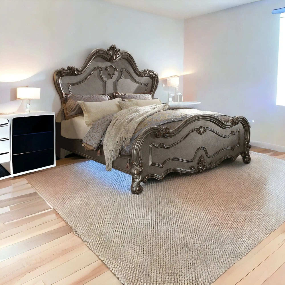 Queen Gray Bed - Homeroots - Flyclothing LLC