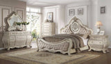 Antiqued White Solid Wood Tufted Upholstered Linen Bed Frame - Homeroots - Flyclothing LLC