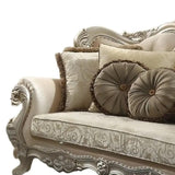 88" Champagne Velvet Curved Floral Sofa And Toss Pillows - Homeroots - Flyclothing LLC