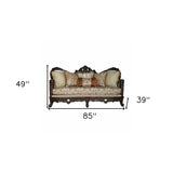 39" Beige Floral Sofa And Toss Pillows With Dark Brown Legs - Homeroots - Flyclothing LLC
