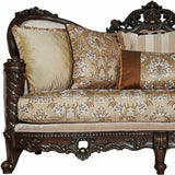 39" Beige Floral Sofa And Toss Pillows With Dark Brown Legs - Homeroots - Flyclothing LLC