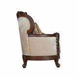 68" Cream And Brown Damask Chesterfield Loveseat and Toss Pillows - Homeroots - Flyclothing LLC