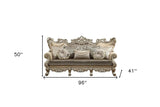 41" Champagne Cotton Blend Curved Floral Sofa And Toss Pillows - Homeroots - Flyclothing LLC