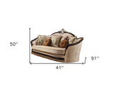 41" Tan Velvet Curved Sofa And Toss Pillows - Homeroots - Flyclothing LLC