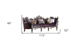 52" Dark Purple Velvet Curved Striped Sofa And Toss Pillows With Platinum Legs - Homeroots - Flyclothing LLC