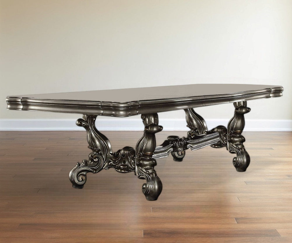 46" Platinum Solid Wood Trestle Base Dining Table - Homeroots - Flyclothing LLC