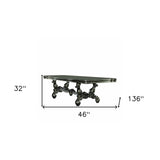 46" Green Solid Wood Trestle Base Dining Table - Homeroots - Flyclothing LLC