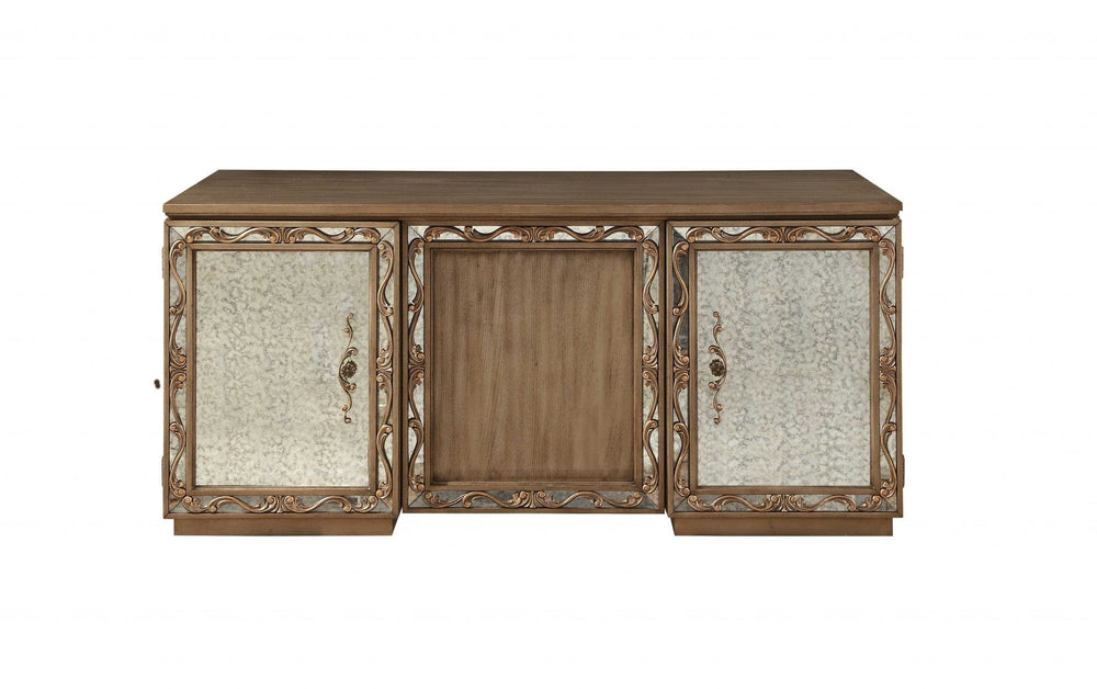 32" Brown Executive Desk With Two Cabinets - Homeroots - Flyclothing LLC