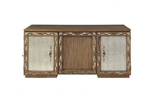 32" Brown Executive Desk With Two Cabinets - Homeroots