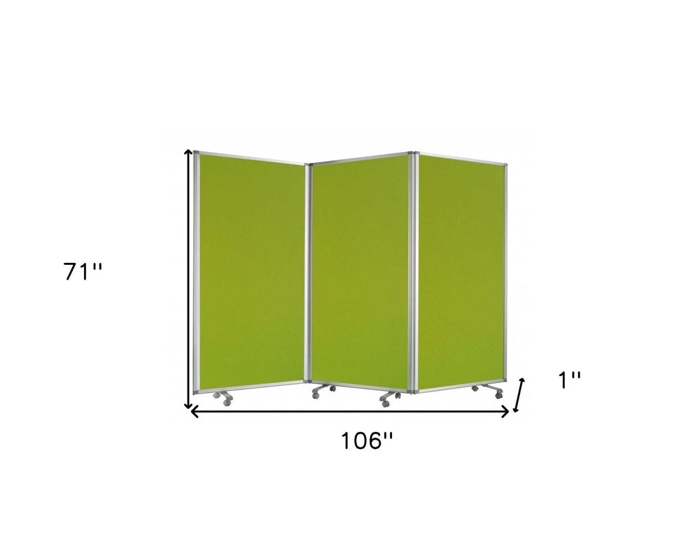 Green Rolling Three Panel Room Divider Screen - Homeroots - Flyclothing LLC