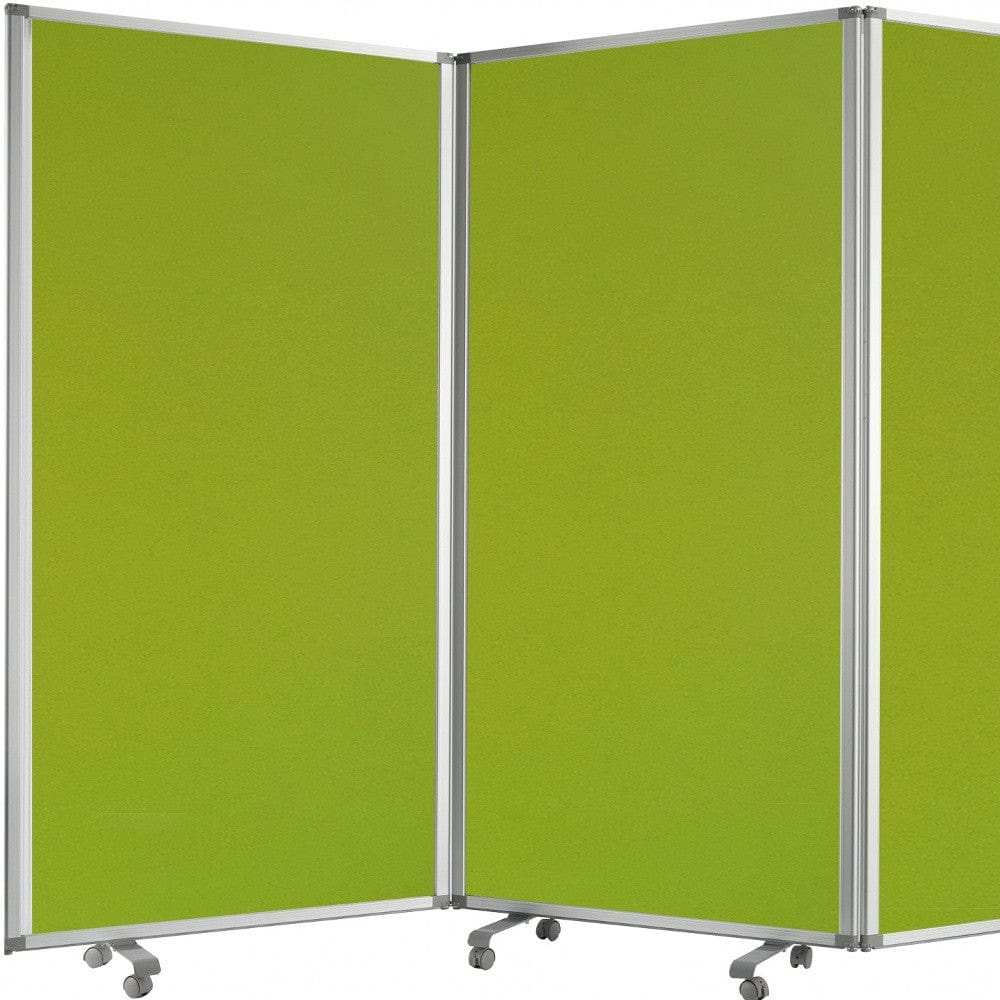 Green Rolling Three Panel Room Divider Screen - Homeroots - Flyclothing LLC