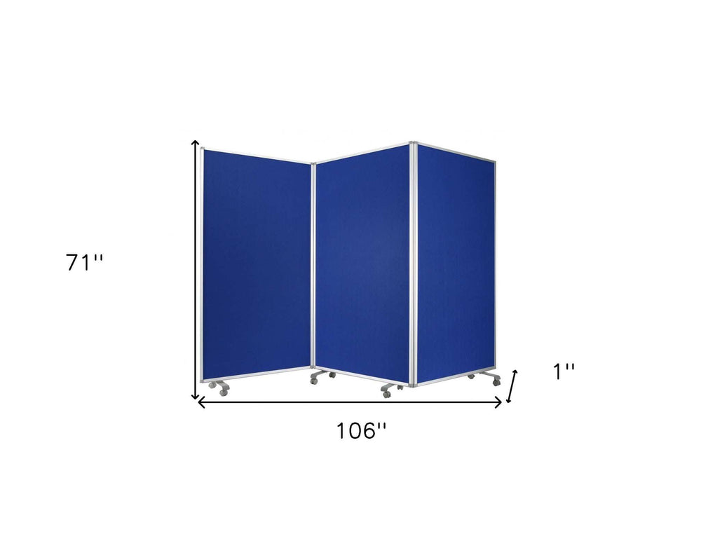 106 X 1 X 71 Blue Metal And Fabric - Screen - Homeroots - Flyclothing LLC