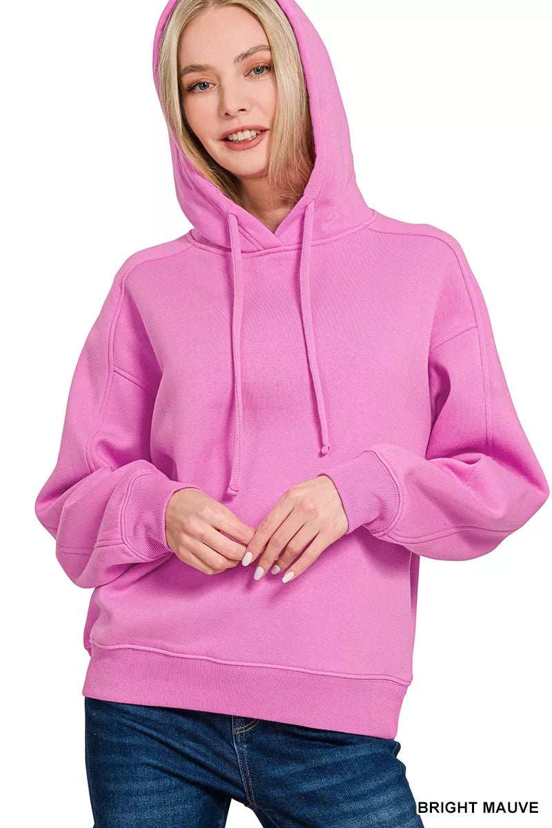 Zenana Drawstring Relaxed Fit Fleece Hoodie - Trendsi - Flyclothing LLC