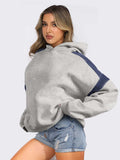 Contrast Dropped Shoulder Long Sleeve Hoodie - Trendsi - Flyclothing LLC