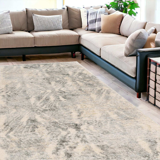 8' X 10' Ivory Blue Machine Woven Abstract Indoor Area Rug - Homeroots - Flyclothing LLC