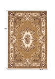8' X 11' Beige Ivory Machine Woven Hand Carved Floral Medallion Indoor Area Rug - Homeroots - Flyclothing LLC