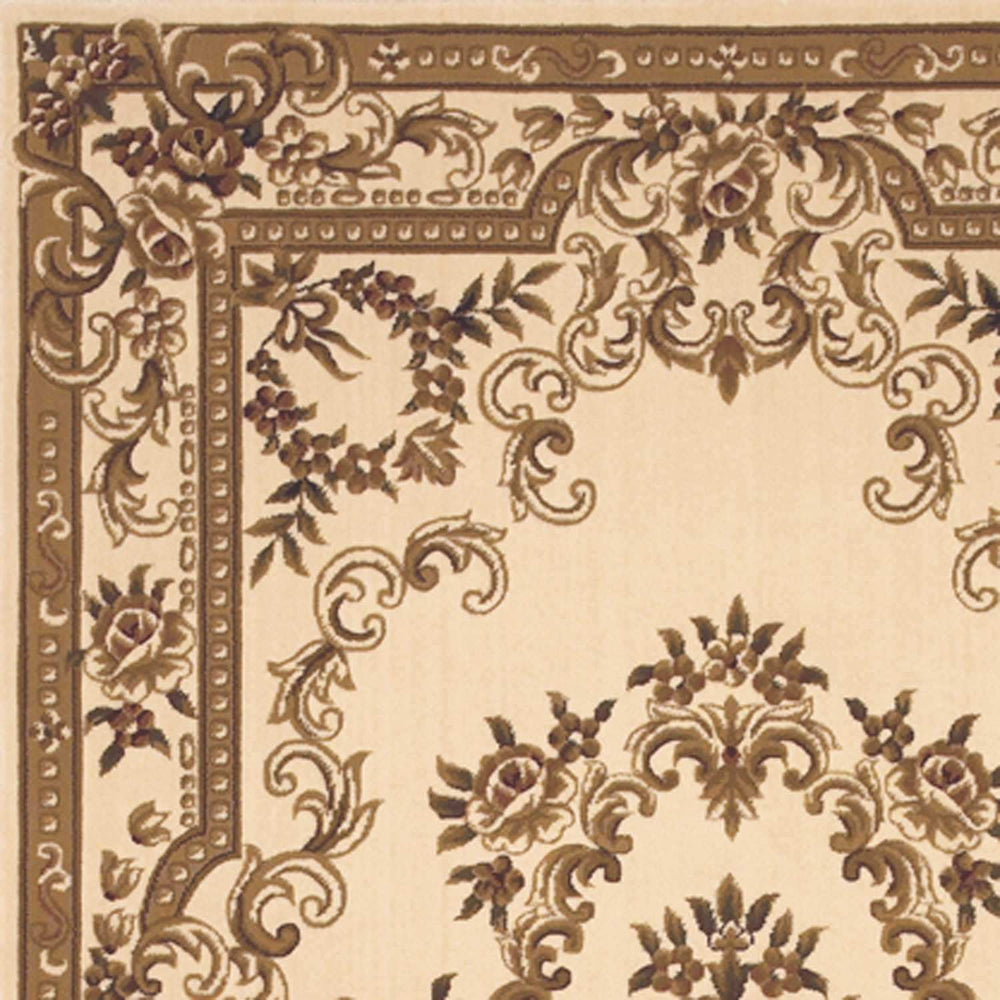 8' X 11' Ivory Machine Woven Hand Carved Floral Medallion Indoor Area Rug - Homeroots - Flyclothing LLC