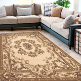 8' X 11' Ivory Machine Woven Hand Carved Floral Medallion Indoor Area Rug - Homeroots - Flyclothing LLC
