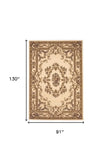 8' X 11' Ivory Machine Woven Hand Carved Floral Medallion Indoor Area Rug - Homeroots - Flyclothing LLC